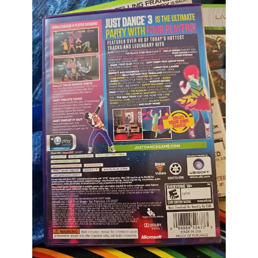 Just Dance 3 (Microsoft Xbox 360, 2011) With‎ Katy Perry Bonus Tracks Req Kinect